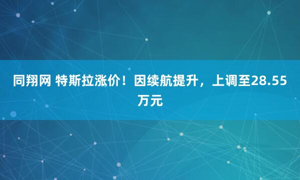 同翔网 特斯拉涨价！因续航提升，上调至28.55万元