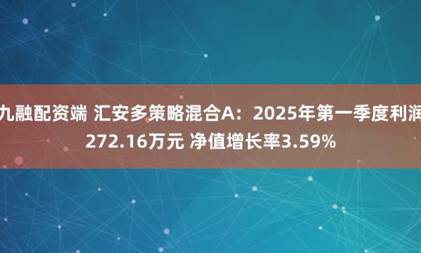 九融配资端 汇安多策略混合A：2025年第一季度利润272.16万元 净值增长率3.59%