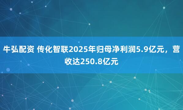 牛弘配资 传化智联2025年归母净利润5.9亿元，营收达250.8亿元